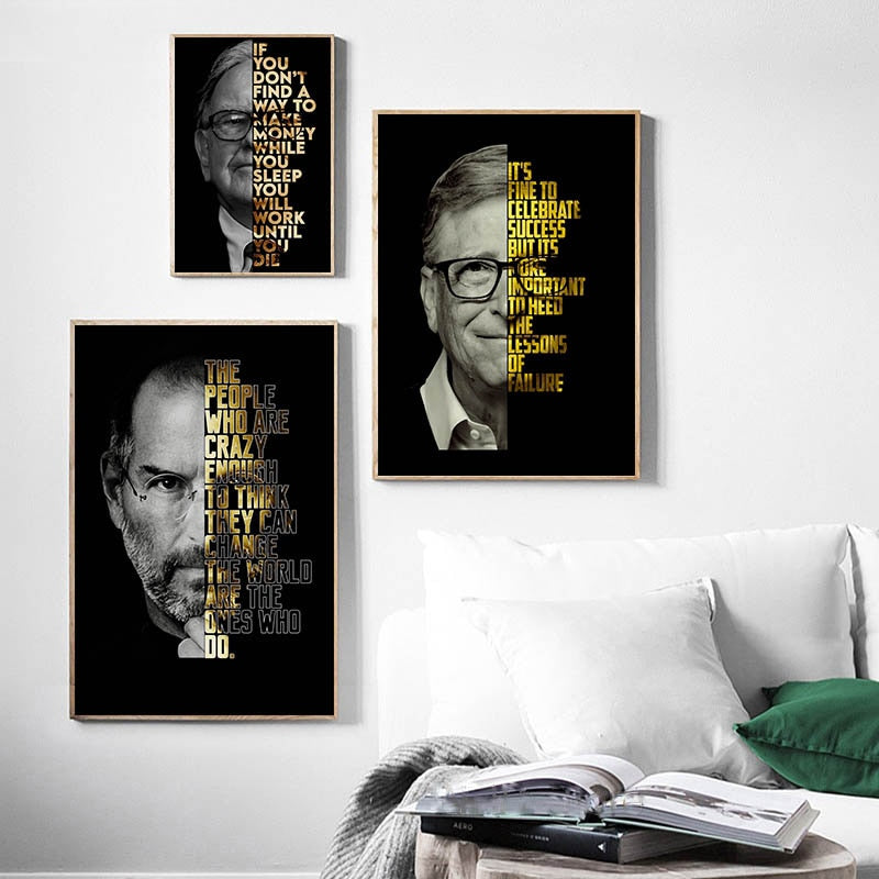 CORX Designs - Warren Buffet Steve Jobs Bill Gates Motivational Canvas Art - Review