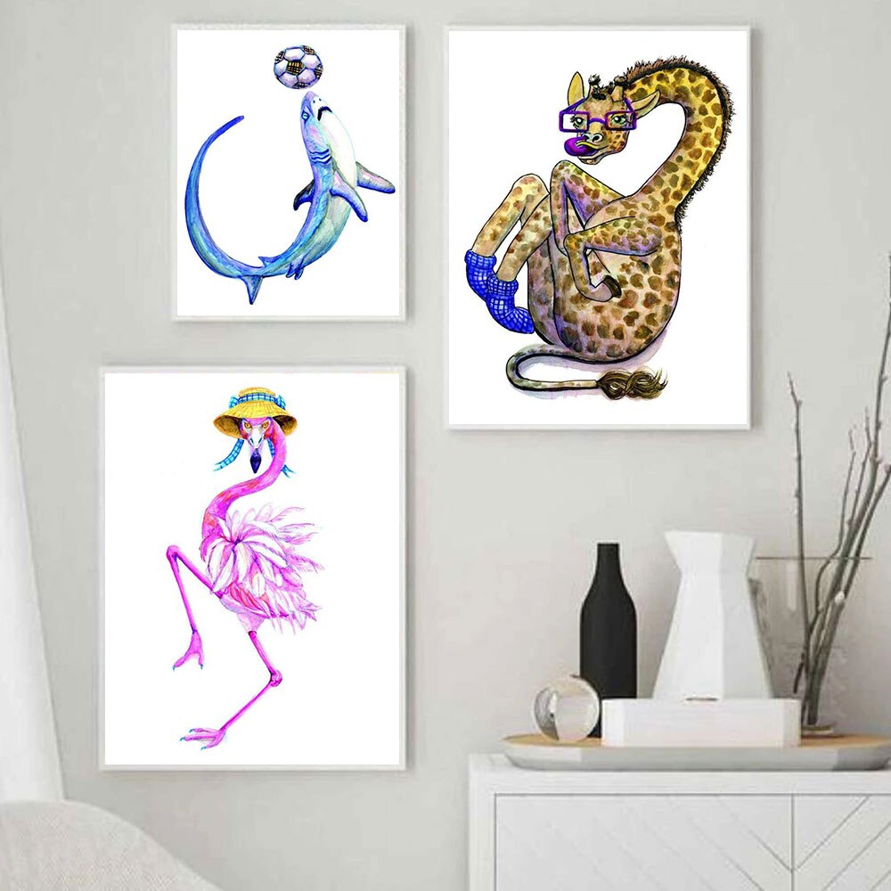 CORX Designs - Watercolor Animal Panda Flamingo Hedgehog Canvas Art - Review