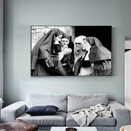 CORX Designs - Black and White Poster Smoking Nuns Canvas Art - Review