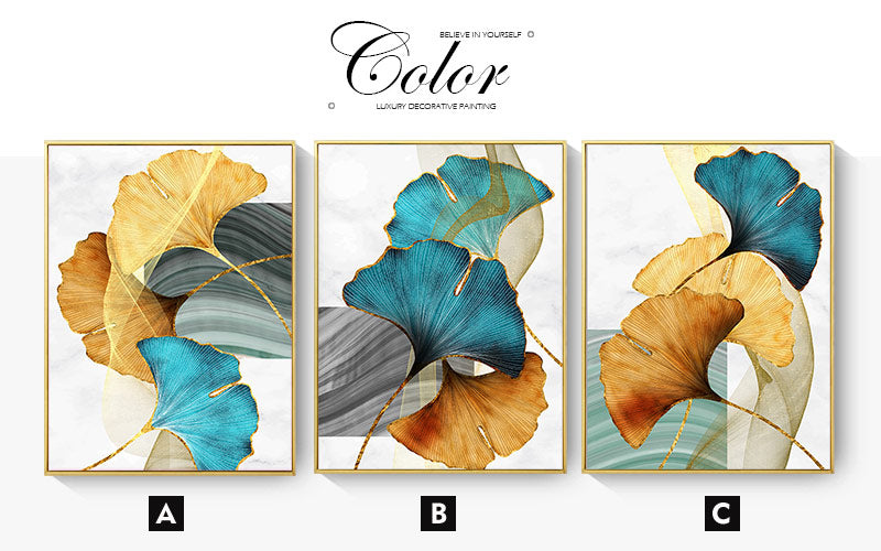 CORX Designs - Blue Yellow Gold Leaf Abstract Canvas Art - Review