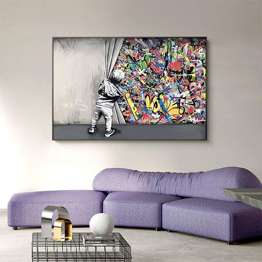 CORX Designs - Kids Behind The Curtain Graffiti Art Canvas - Review