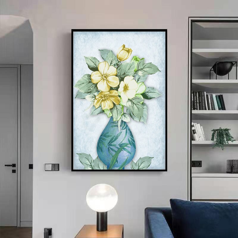 CORX Designs - Peacock Flower Vase Oil Painting Canvas Art - Review