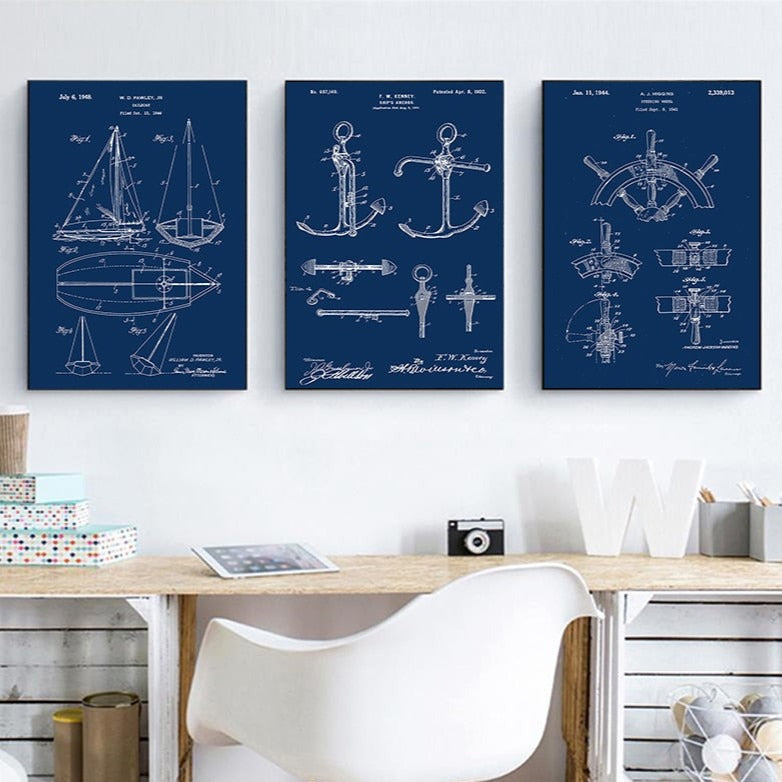 CORX Designs - Sailboat Anchor Patent Blueprint Canvas Art - Review