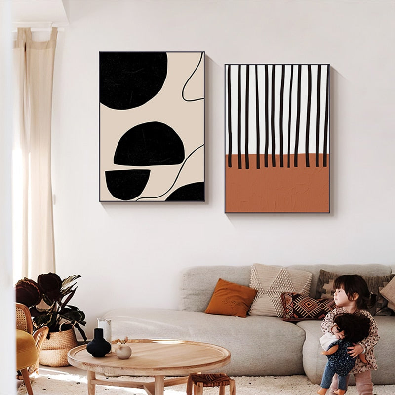 CORX Designs - Abstract Geometric Brown Beige Black Canvas Art - Review