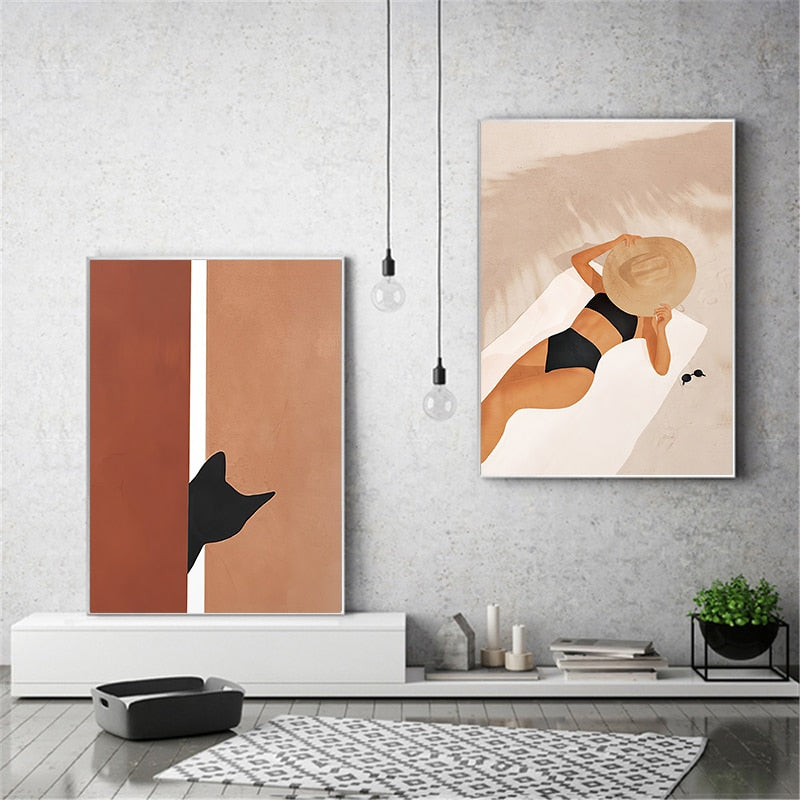 CORX Designs - Fashion Woman Black Cat Leaves Canvas Art - Review