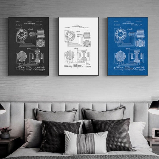 CORX Designs - Nikola Tesla Motor Patent Blueprint Canvas Art - Review