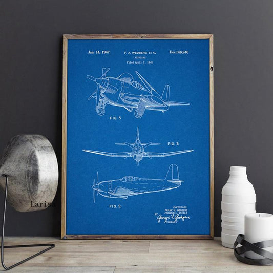 CORX Designs - Vintage Airplane Patent Blueprint Canvas Art - Review