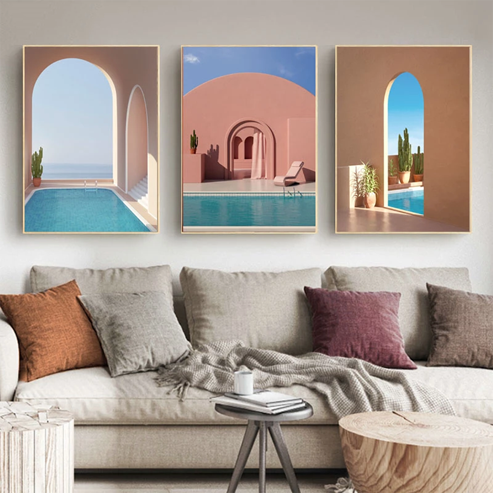CORX Designs - Pink House Swimming Pool Canvas Art - Review