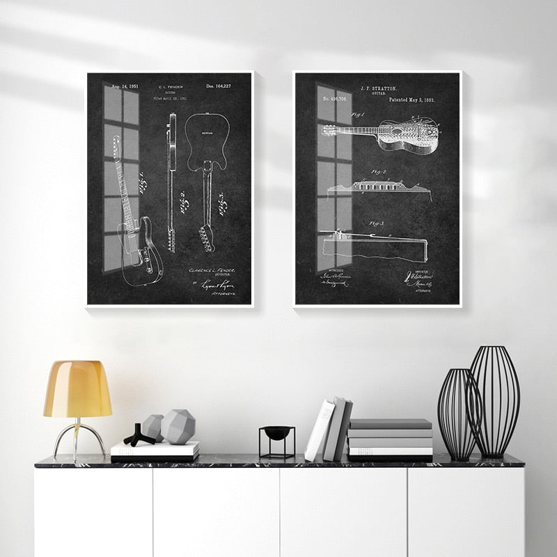 CORX Designs - Music Instrument Blueprint Canvas Art - Review