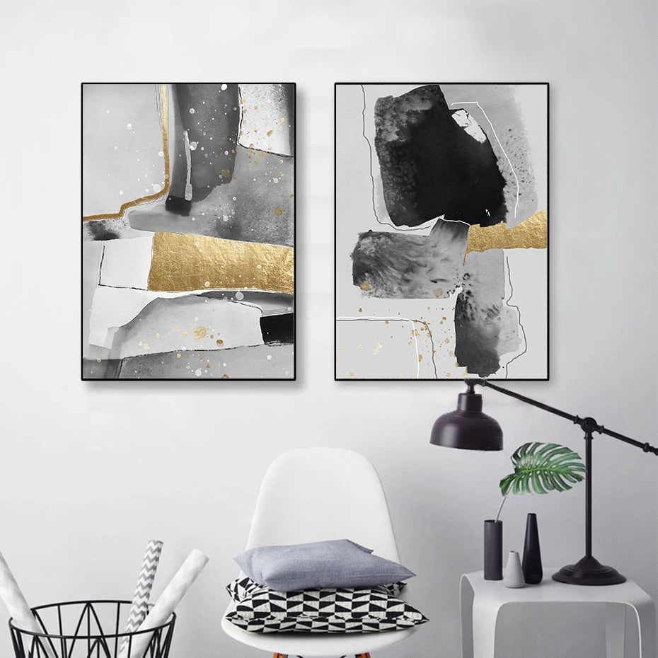CORX Designs - Abstract Black White Gold Canvas Art - Review
