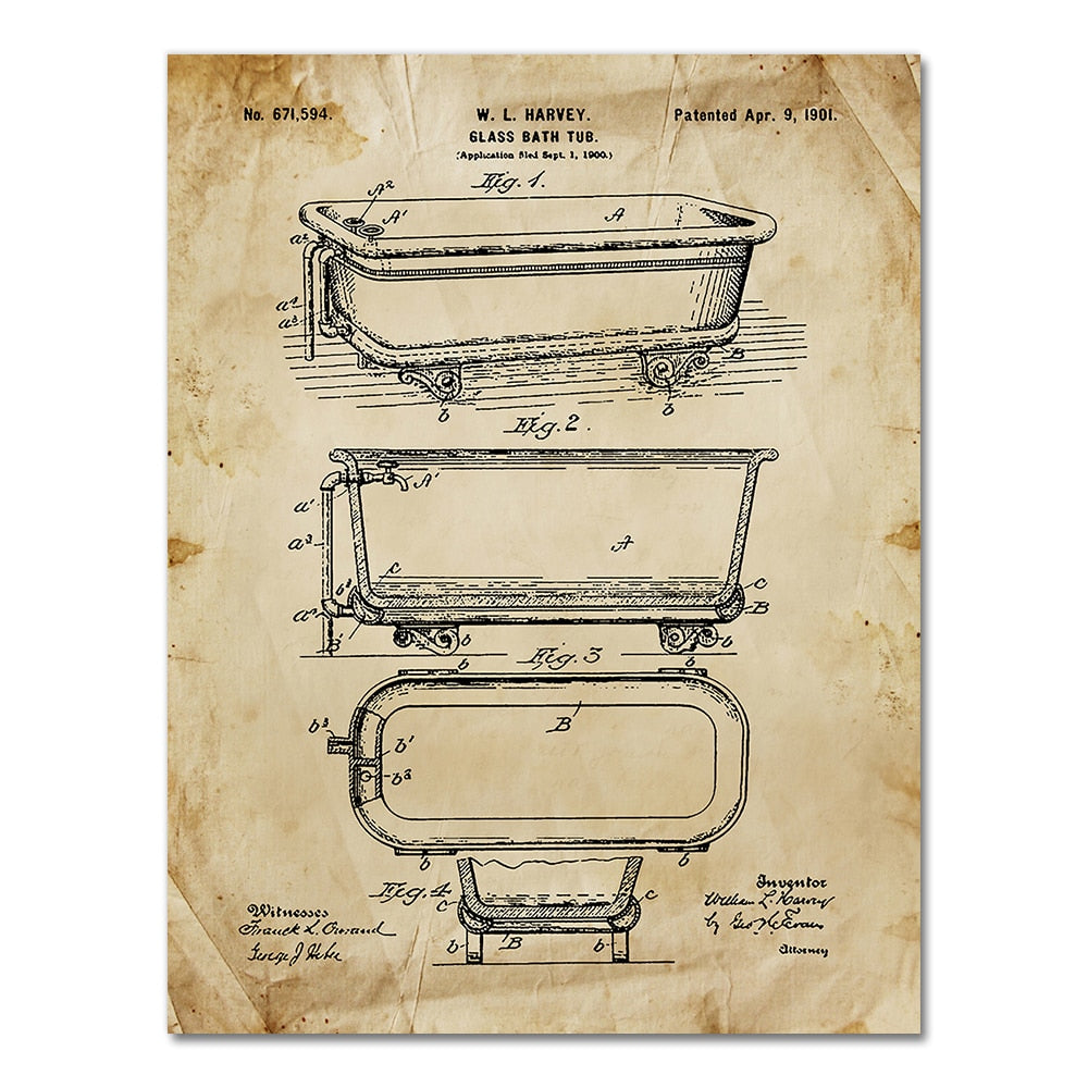 CORX Designs - Bathroom Patent Blueprint Canvas Art - Review