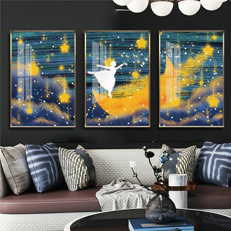CORX Designs - Abstract Girl Dancing On Yellow Moon Stars Canvas Art - Review