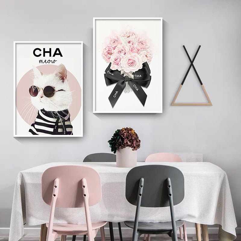 CORX Designs - Fashion Book Cat Dog Perfume Flowers Wall Art Canvas - Review