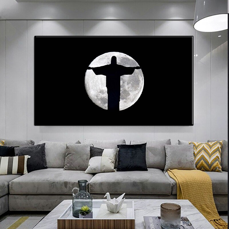CORX Designs - Jesus Christ Silhouette Over Full Moon Canvas Art - Review