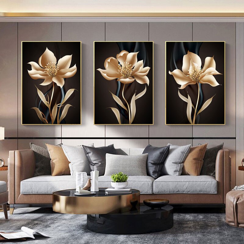 CORX Designs - Beautiful Black Golden Flower Canvas Art - Review