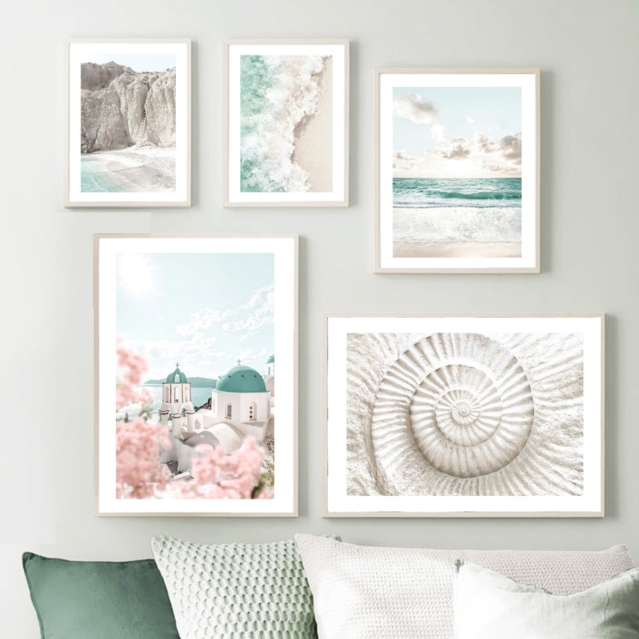 CORX Designs - Santorini Beach Ocean Waves Sand Flower Canvas Art - Review