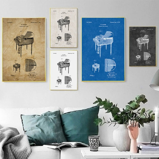 CORX Designs - Retro Piano Patent Blueprint Canvas Art - Review