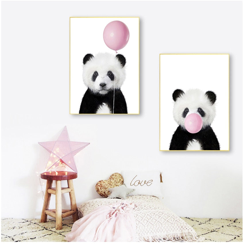 CORX Designs - Cute Pink Balloon Baby Panda Canvas Art - Review