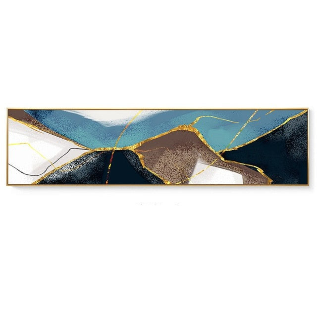 CORX Designs - Abstract Green Blue Marble Gray Gold Canvas Art - Review
