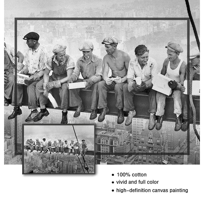 CORX Designs - Black & White Lunch On a Skyscraper Canvas Art - Review