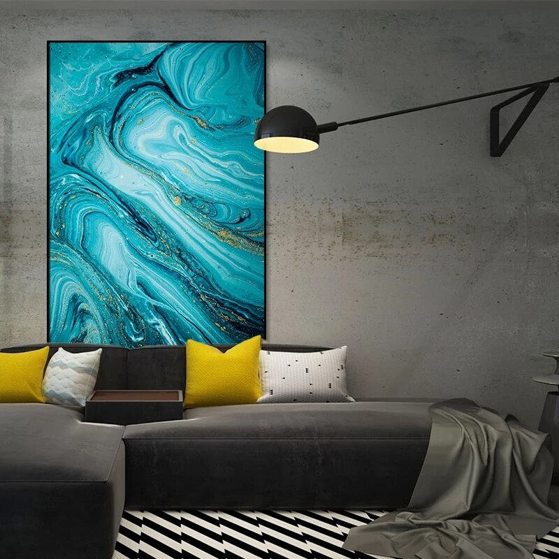 CORX Designs - Nordic Blue Marble Gold Foil Canvas Art - Review