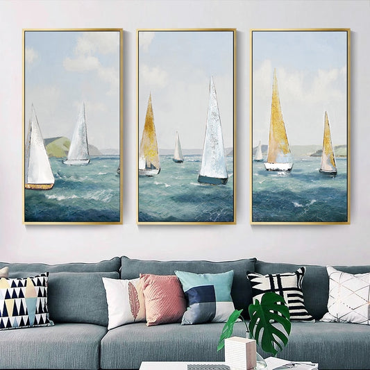 CORX Designs - Sailing Boat Oil Painting Wall Art Canvas - Review