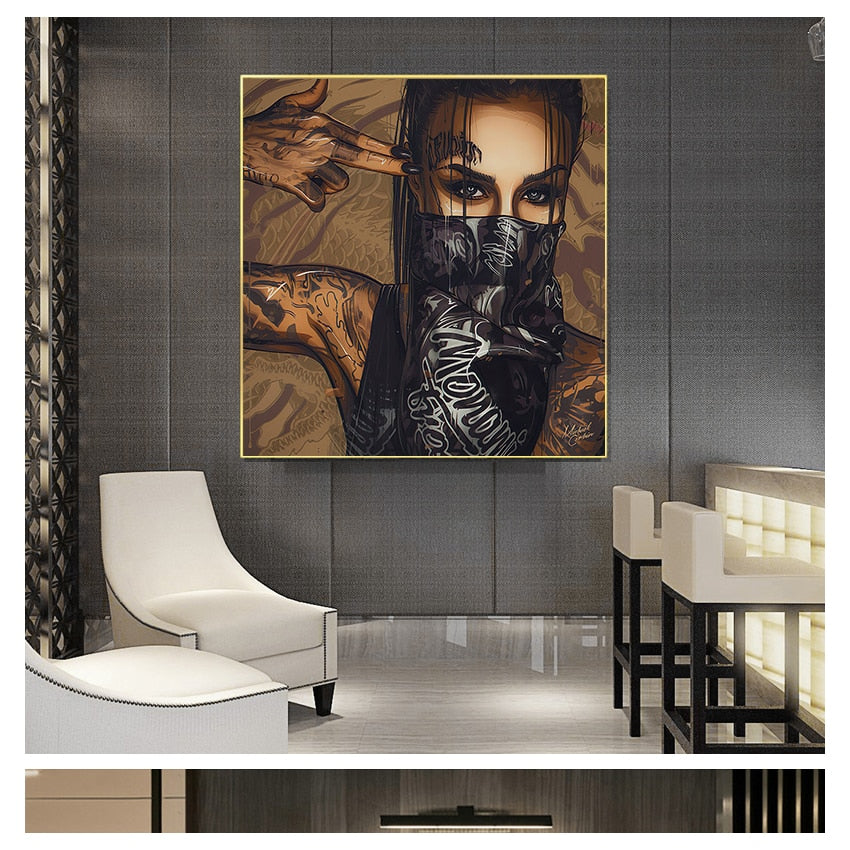 CORX Designs - Mask Tattoo Girl Portrait Canvas Art - Review