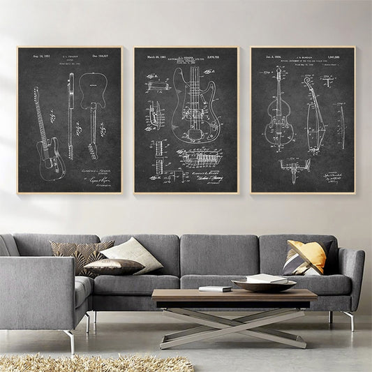 CORX Designs - Music Instrument Blueprint Canvas Art - Review