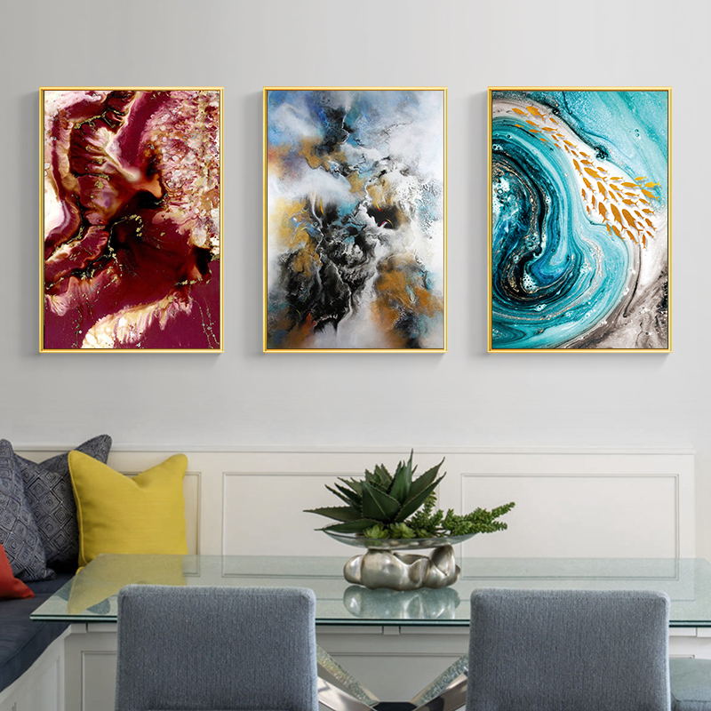 CORX Designs - Blue Floral Red Marble Canvas Art - Review
