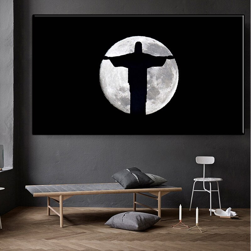 CORX Designs - Jesus Christ Silhouette Over Full Moon Canvas Art - Review