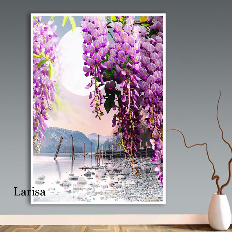 CORX Designs - Purple Flower Tree Swan Lake Landscape Canvas Art - Review
