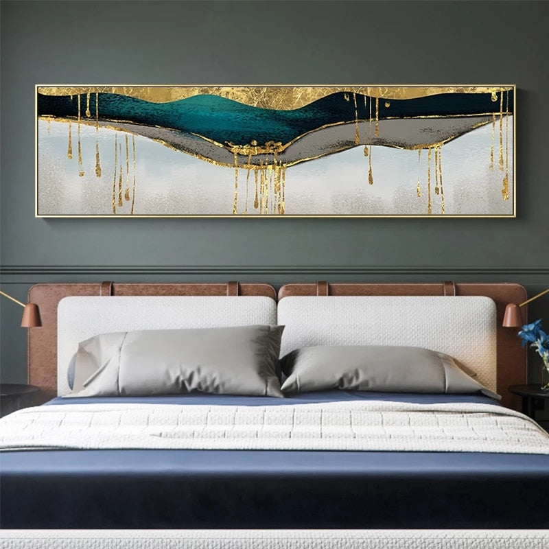 CORX Designs - Abstract Green Blue Marble Gray Gold Canvas Art - Review
