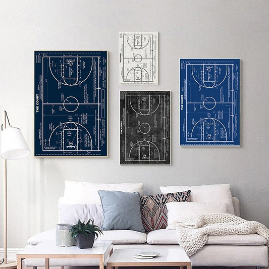 CORX Designs - Basketball Court Blueprint Canvas Art - Review