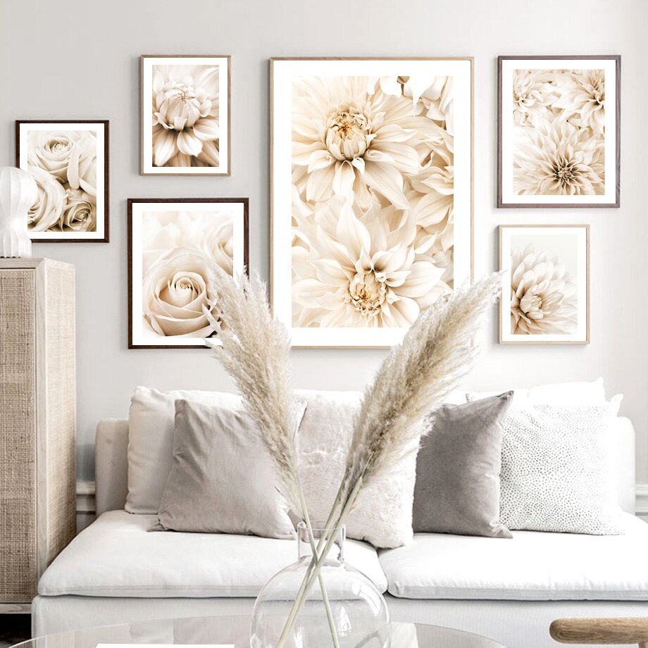 CORX Designs - Beige Floral Rose Dahlia Palm Leaf Book Canvas Art - Review