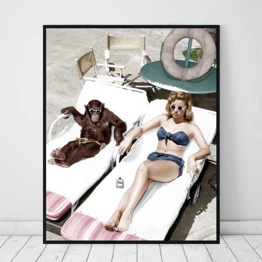 CORX Designs - Sexy Woman And Monkey Sunbathing Canvas Art - Review