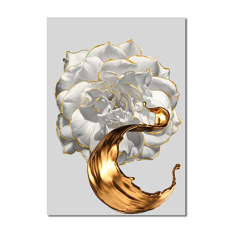 CORX Designs - White Flower Painting Gold Foil Canvas Art - Review