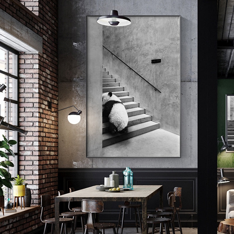 CORX Designs - Black and White Animal On The Stairs Canvas Art - Review