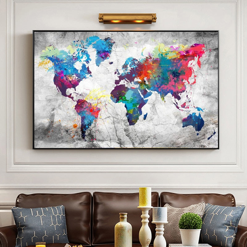 Colorful World Map Canvas Art – CORX Designs