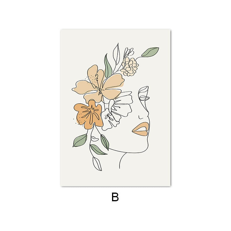 CORX Designs - Nordic Simple Line Drawing Woman Flower Canvas Art - Review