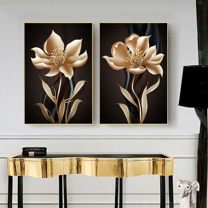 CORX Designs - Beautiful Black Golden Flower Canvas Art - Review