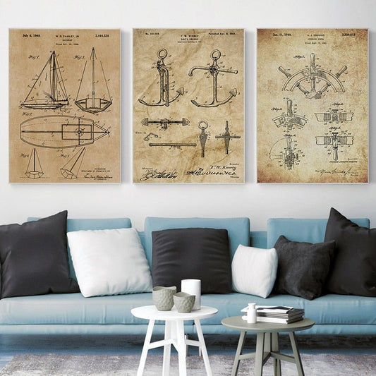 CORX Designs - Sailboat Anchor Patent Blueprint Canvas Art - Review