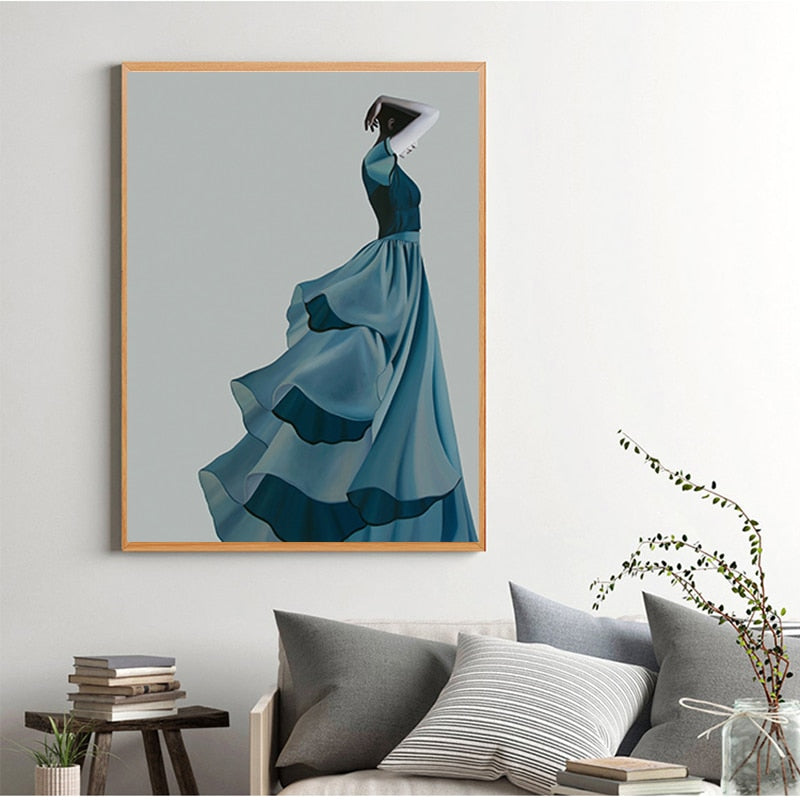 CORX Designs - Elegant Lady With Haze Blue Dress Canvas Art - Review