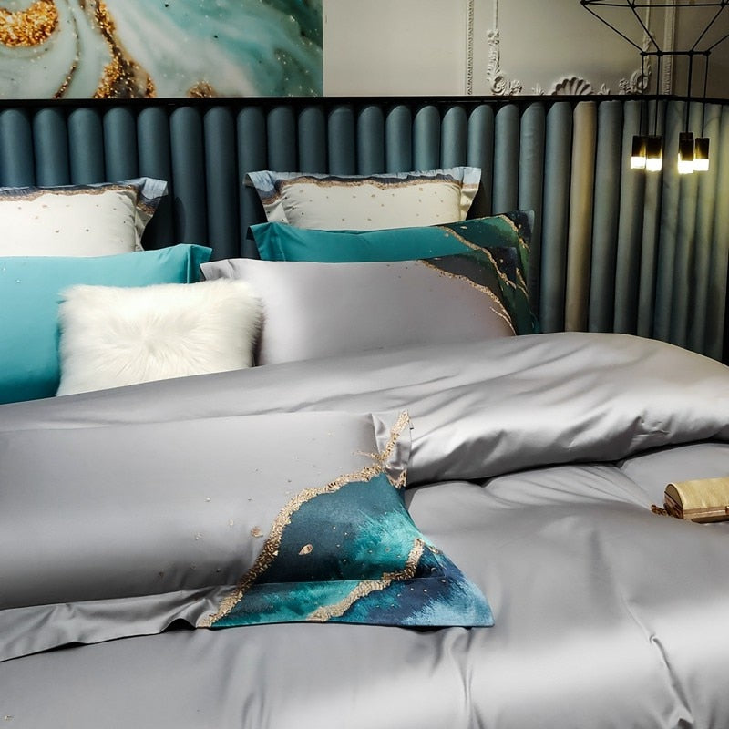 CORX Designs - Hermatite Marble Embroidery Duvet Cover Bedding Set - Review