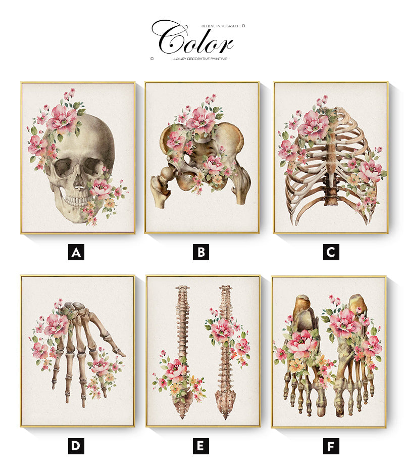 CORX Designs - Floral Skeletal Bones Anatomy Canvas Art - Review