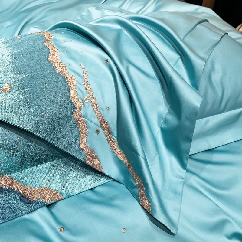 CORX Designs - Lazurite Marble Embroidery Duvet Cover Bedding Set - Review