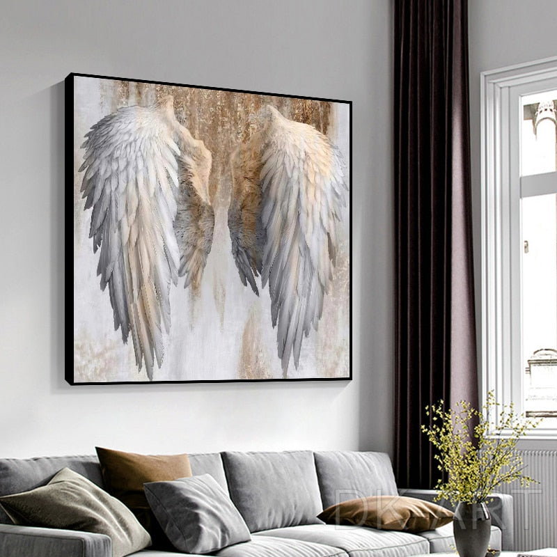 CORX Designs - White and Gold Angel Wings Canvas Painting Art - Review