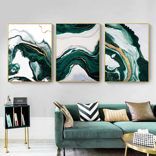 CORX Designs - White Green Gold Marble Canvas Art - Review