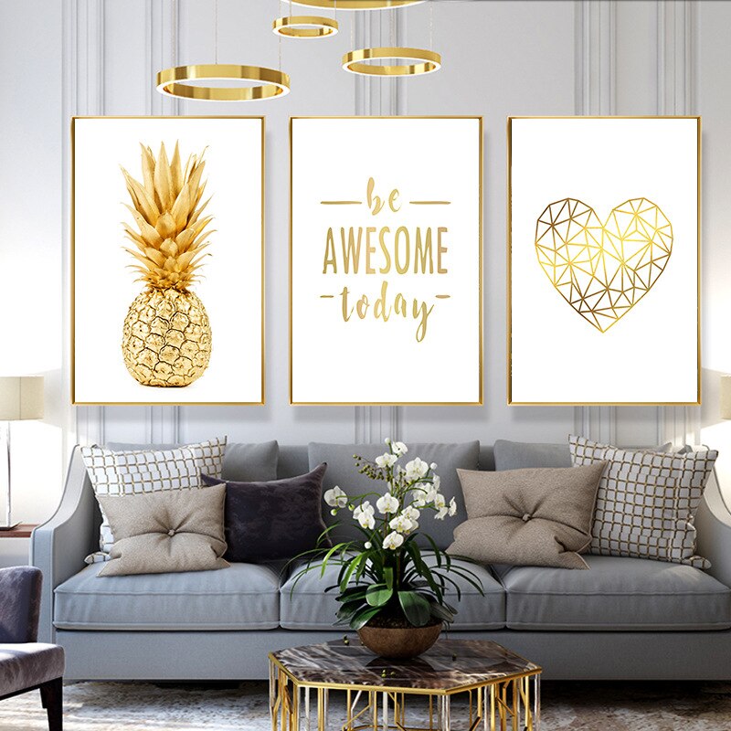 CORX Designs - Golden Pineapple Love Simple Letter Canvas Art - Review