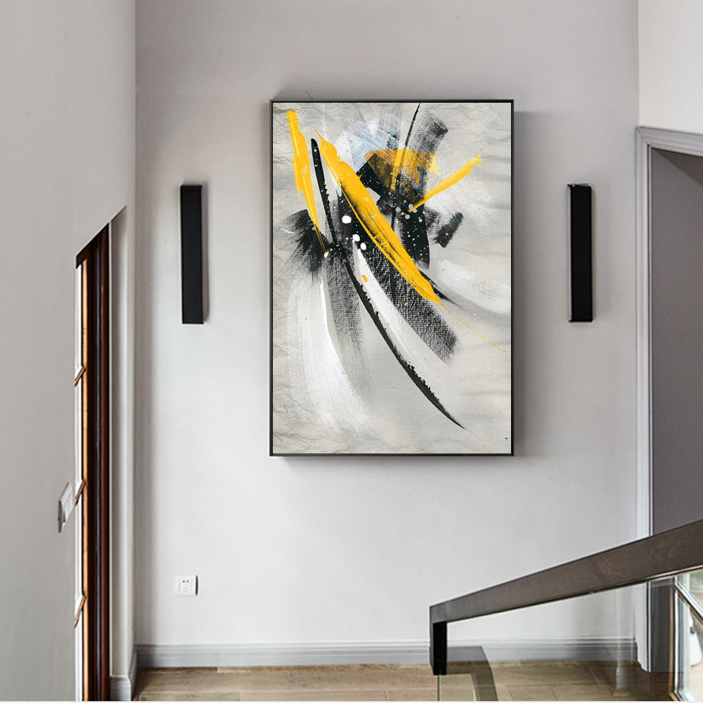 CORX Designs - Abstract Yellow Feather Oil Painting Canvas Art - Review