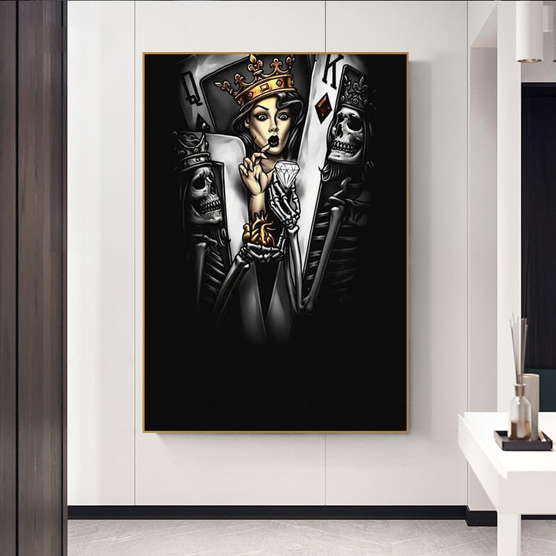 CORX Designs - Skeleton King and Queen Poker Sexy Girl Canvas Art - Review